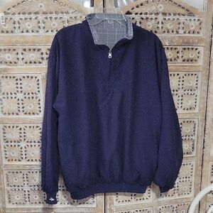 Antigua Men's Dark Blue Reversible 1/4 Zip Pullover L